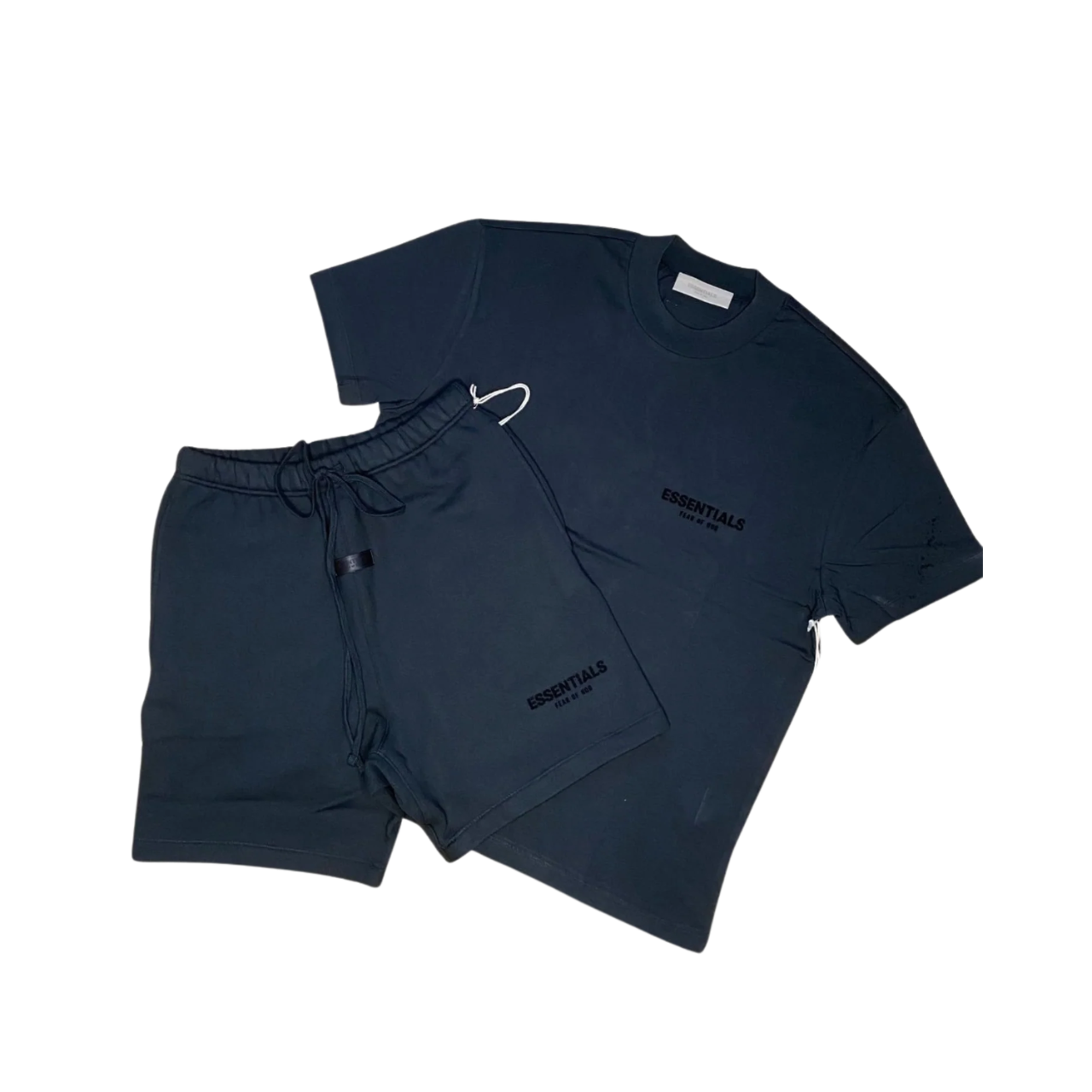 Fear of God Essentials Black 'Stretch Limo' T Shirt & Shorts Set
