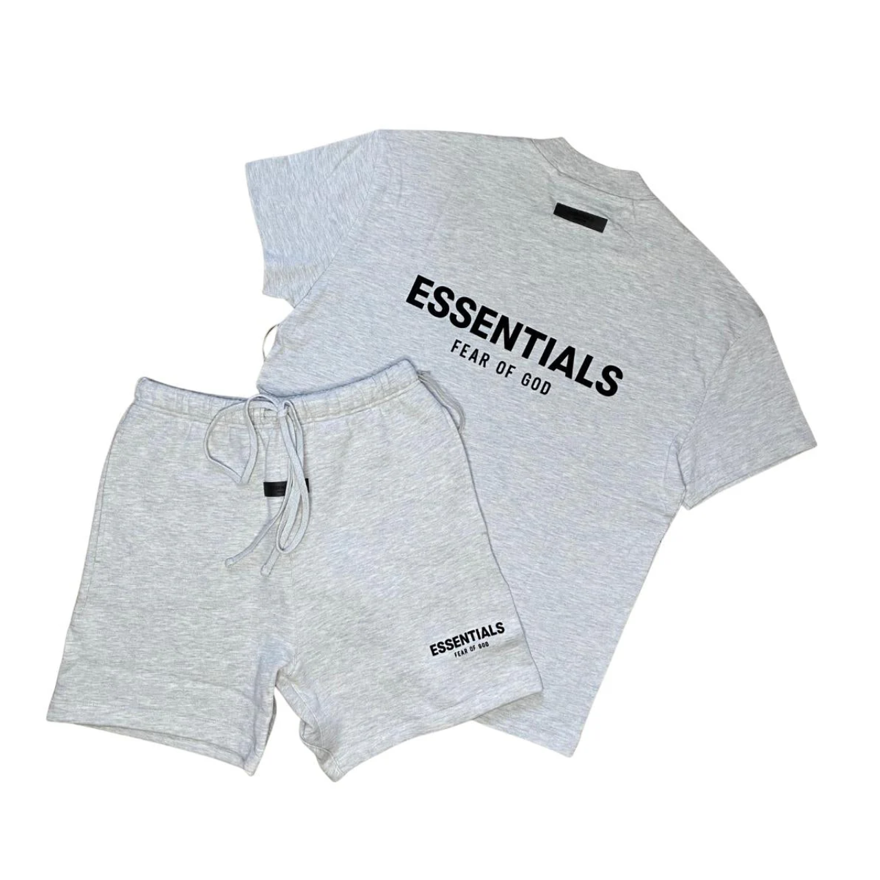 Fear of God Essentials Light Grey 'Light Oatmeal' T Shirt & Shorts Set